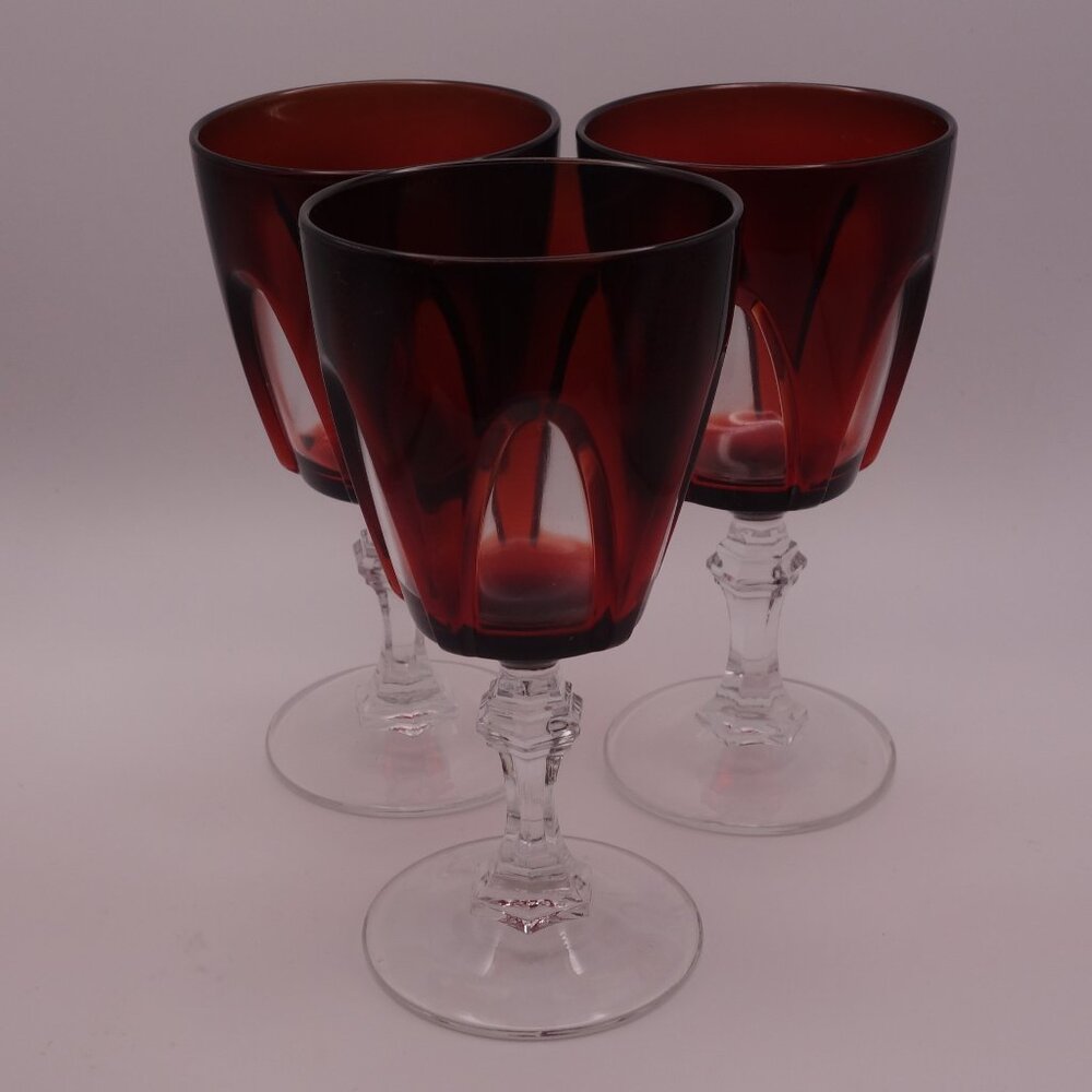 Set of Three(3) Red Wine Glasses France
